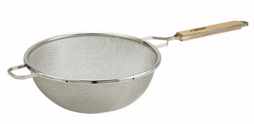 Winco MST-10D 10 1/2" Medium Tin Double Mesh Strainer
