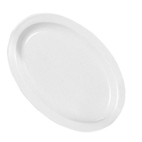 Adcraft MEL-OP14W White Melamine Oval Platter 13" x 9" - 12/Pack