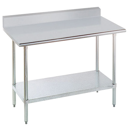 24" x 30" 18-Gauge Stainless Steel Commercial Work Table with Undershelf and 5" Back Splash