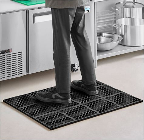 Axia 36" x 35" Black Heavy-Duty Rubber Anti-Fatigue Floor Mat - 7/8" Thick