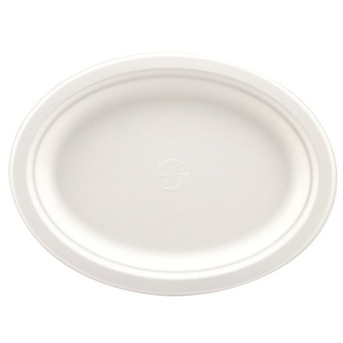 Green Wave Evolution Sugarcane / Bagasse TW-POO-012 10" x 12.5" Biodegradable and Compostable Premium Platter