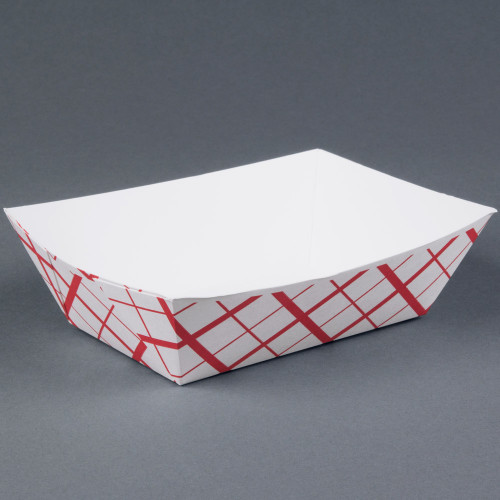3 lb. Red Check Paper Food Tray