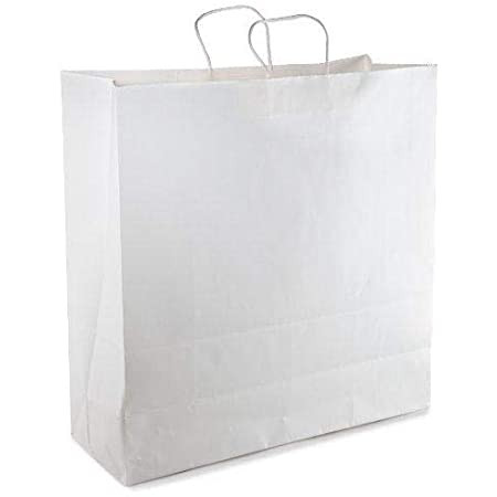 Cargo White Paper Shopping Bag with Handles 18" x 7" x 19" - 200 / Bundle - BSW18718