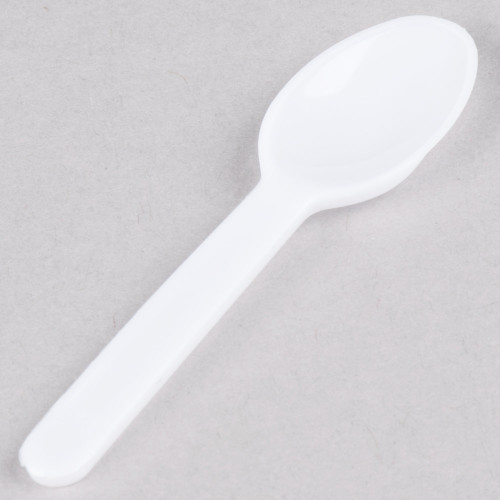 3" Lightweight White Polypropylene Taster Spoon
