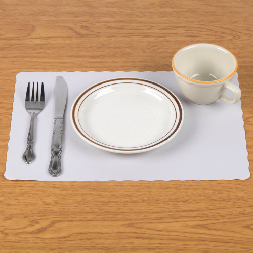 10" x 14" Off-White Colored Paper Placemat with Scalloped Edge - 1000 / Case