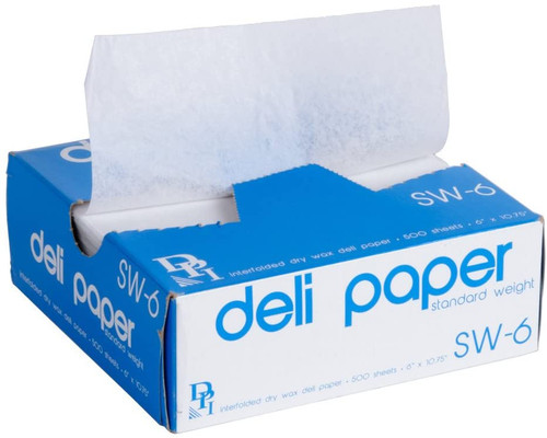 6" x 10 3/4" Interfolded Deli Wrap Wax Paper - WAXD6