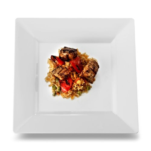 EMi Yoshi SP8W 9-1/2" White Square Plastic Dinner Plate