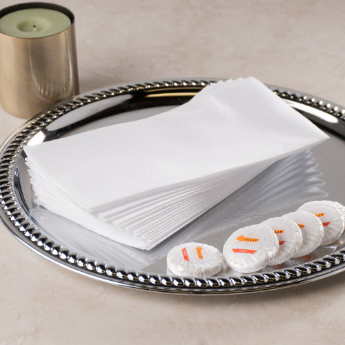Linen-Like 12" x 17" White 1/6 Fold Guest Towel
