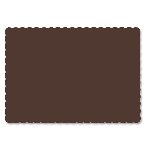 Hoffmaster 310561 10" x 14" Chocolate Brown Colored Paper Placemat with Scalloped Edge - 1000 / Case