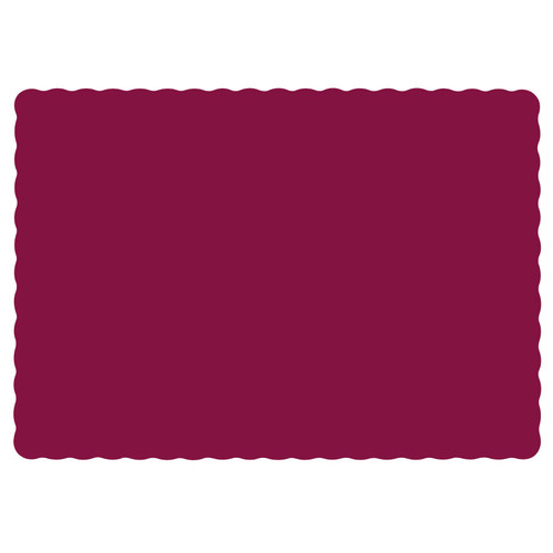 Hoffmaster 310524 10" x 14" Burgundy Colored Paper Placemat with Scalloped Edge - 1000 / Case