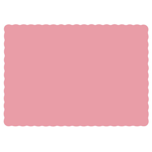 Hoffmaster 310525 10" x 14" Dusty Rose Pink Colored Paper Placemat with Scalloped Edge - 1000 / Case