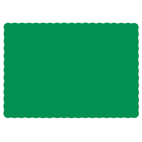 Hoffmaster 310526 10" x 14" Jade Green Colored Paper Placemat with Scalloped Edge - 1000 / Case