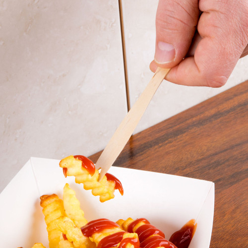 Royal Paper R826 5 1/2" Eco-Friendly Wood French Fry Fork with 2 Prongs - 1000 / Box
