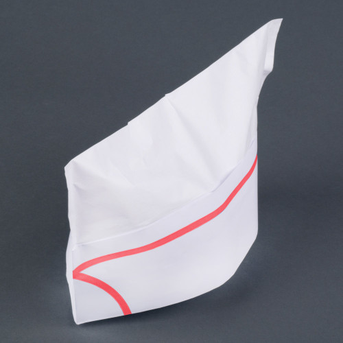 Royal Paper RPOS1A White Paper Overseas Cap with Red Stripe - 100 / Box