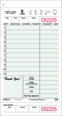 National Checking 592 Large Single Copy Cardboard Guest Check - Bound Book