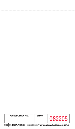 National Checking KC-100 Small Single Copy Paper Guest Check - Bound Books