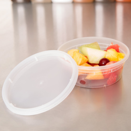 8 oz. Microwavable Translucent Plastic Deli Container with Lid - 240/Case