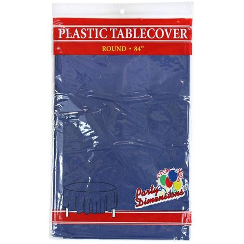 84" Blue OctyRound Disposable Plastic Table Cover - TC84B
