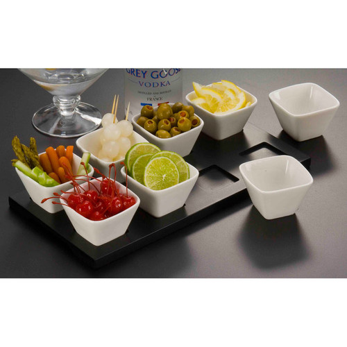 CAC KSE-DB3 4 oz. White Square Porcelain Sauce Cup