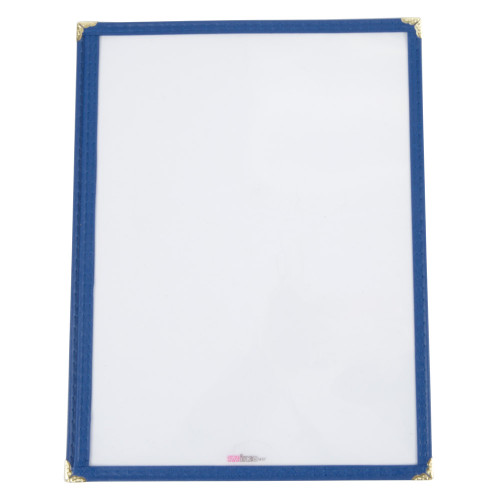 Winco PMC9B 8 1/2" x 11" Single Pocket Menu Cover - Blue