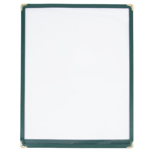 Winco PMC9G 8 1/2" x 11" Single Pocket Menu Cover - Green