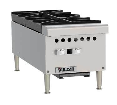 Vulcan VCRH12-1 Natural Gas 12" 2 Burner Countertop Range / Hot Plate - 50,000 BTU