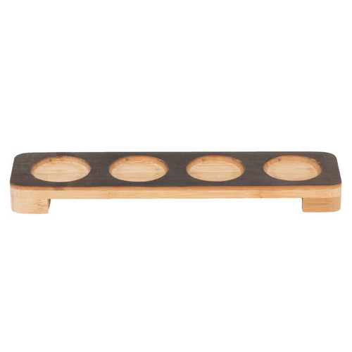 American Metalcraft BWF4 Carbonized Bamboo Four Compartment Flight Board - 13 3/8" x 3 3/8" x 1 1/4"