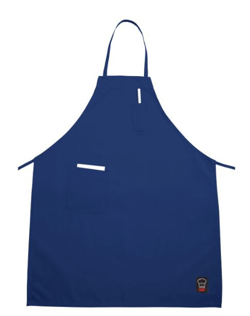 Blue Bib Apron with 2 Pockets - 26"L x 33"W