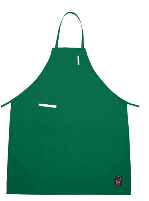 Green Bib Apron with 2 Pockets - 26"L x 33"W