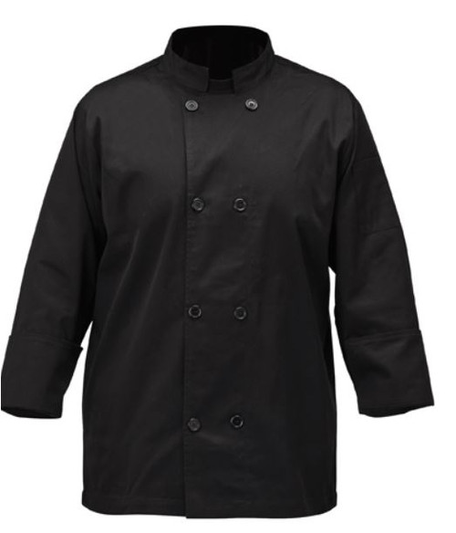 Unisex Cook Jacket with Traditional Buttons, Large, Black
