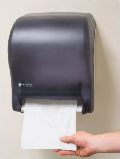 San Jamar T8000TBK Tear-N-Dry Essence Hands Free Roll Towel Dispenser - Black Pearl