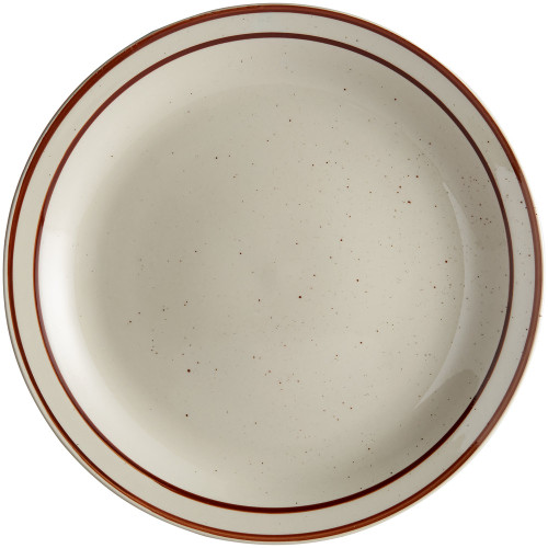 CAC AZ-9 9 1/2" Brown Speckle Narrow Rim Stoneware Plate - 24/Case