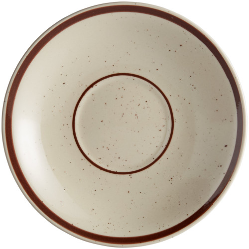 CAC AZ-2 5.75" Brown Speckle Narrow Rim Stoneware Saucer - 36/Case