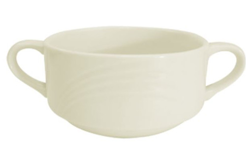 CAC GAD-46 Garden State 6 oz. Bone White Porcelain Dual Handle Bouillon - 36/Case