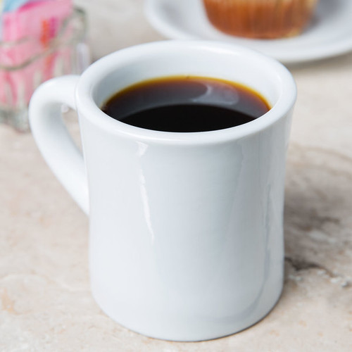 CAC HAR-75-P Clinton 7.5 oz. Bright White Rolled Edge Hartford Porcelain Mug - 36/Case