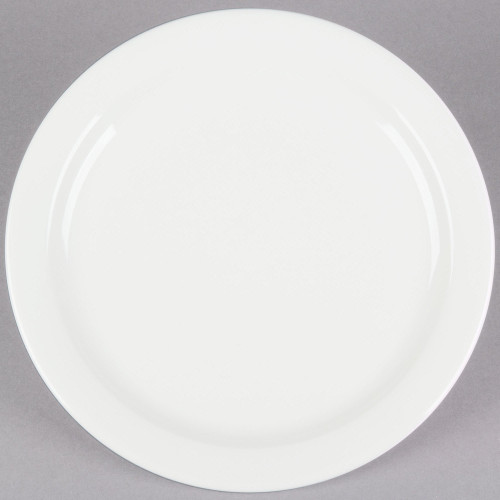CAC NRC-16  10 1/2" Ivory (American White) Narrow Rim Stoneware Plate - 12/Case