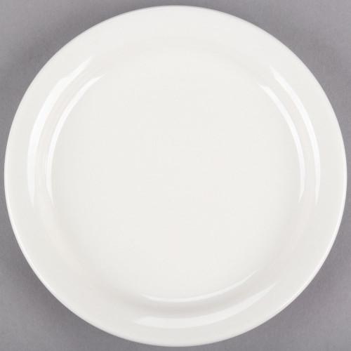 CAC NRC-6  6 1/2" Ivory (American White) Narrow Rim Stoneware Plate - 36/Case