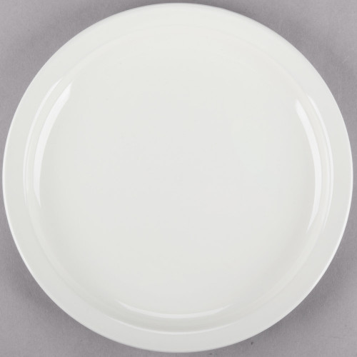 CAC NRC-8  9" Ivory (American White) Narrow Rim Stoneware Plate - 24/Case