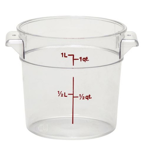 Cambro RFSCW1135 Camwear 1 Qt. Clear Round Food Storage Container - RFSCW1