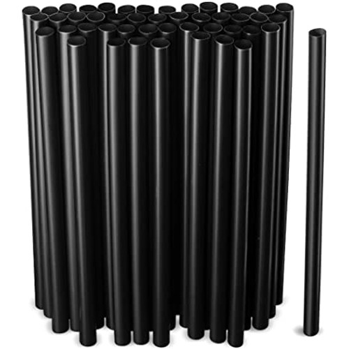 5 3/4" Jumbo Black Unwrapped Straw - STRAW-B-UW
