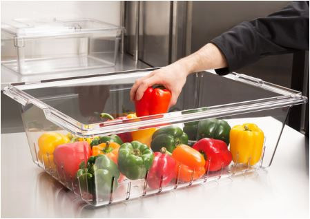 Cambro 18268CLRCW135 Camwear 26" x 18" x 8" Clear Plastic Food Drain Box / Colander