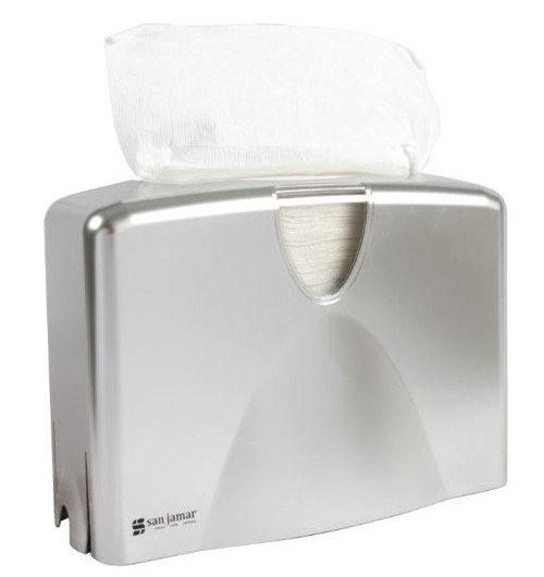 San Jamar T1740SS Countertop Covered C-Fold / Multi-Fold Towel Dispenser - Stainless Steel