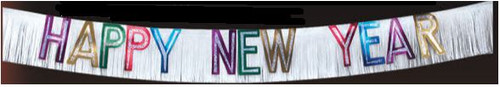 Foil Happy New Year Banner with Silver Glitter - 10' Long