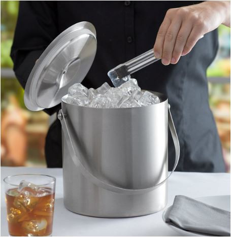Franmara 9284 Jamboree Double Wall Brushed Stainless Steel 3 Qt. Ice Bucket with Lid and Tong