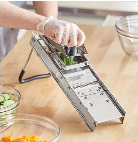 Stainless Steel Mandoline with 2 Built-In Blades and 3-Piece Interchangeable Julienne Blade Set