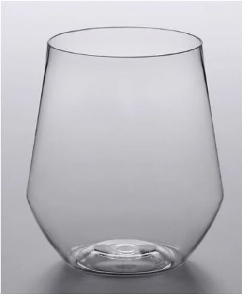 12 oz. Heavy Weight Clear Plastic Stemless Angled Wine Glass - 64/Case