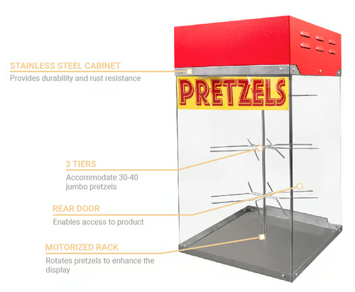 Gold Medal 2050 16" Countertop Pretzel Display Case w/ Motorized Rack, 120v