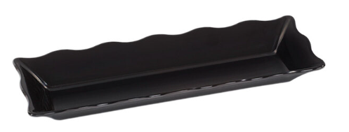 GET ML-87-BK Milano 17 1/2" x 6 3/4" Black Scalloped Melamine Rectangular Display Tray