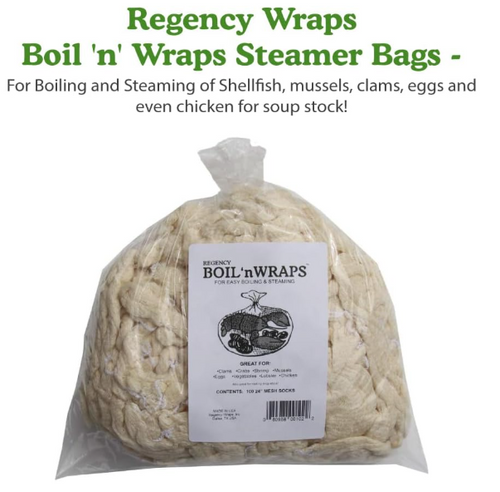 Regency Wraps Boil 'n' Wraps Steamer Bags for Safe and Easy Cooking of Shellfish, Crabs, Clams, Vegetables and more, Natural, 16”