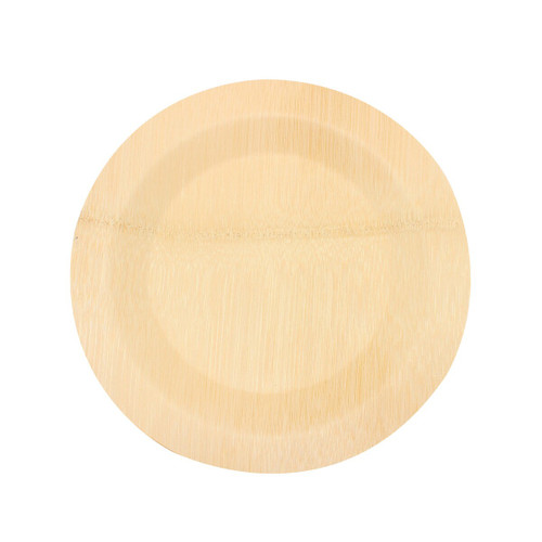 Tablecraft BAMDRP11 11" Round Bamboo Disposable Plate, Natural - Pack of 25